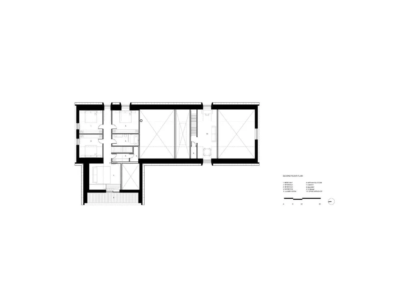 Zweiter Stockplan von Maison Melba von Atelier L’Abri Zweiter Stockplan von Maison Melba von Atelier L’Abri in Frelighsburg, Quebec, Kanada