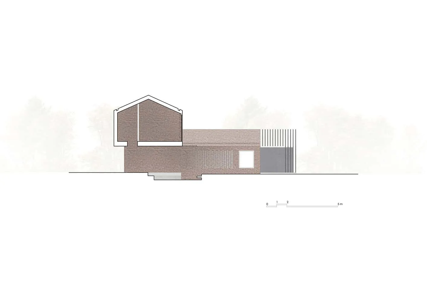 AtelierM + Nicolas Krause, एस्कोबार, ब्यूनस आयर्स, अर्जेंटीना द्वारा House CM का लंबवत अनुप्रस्थ विवरण