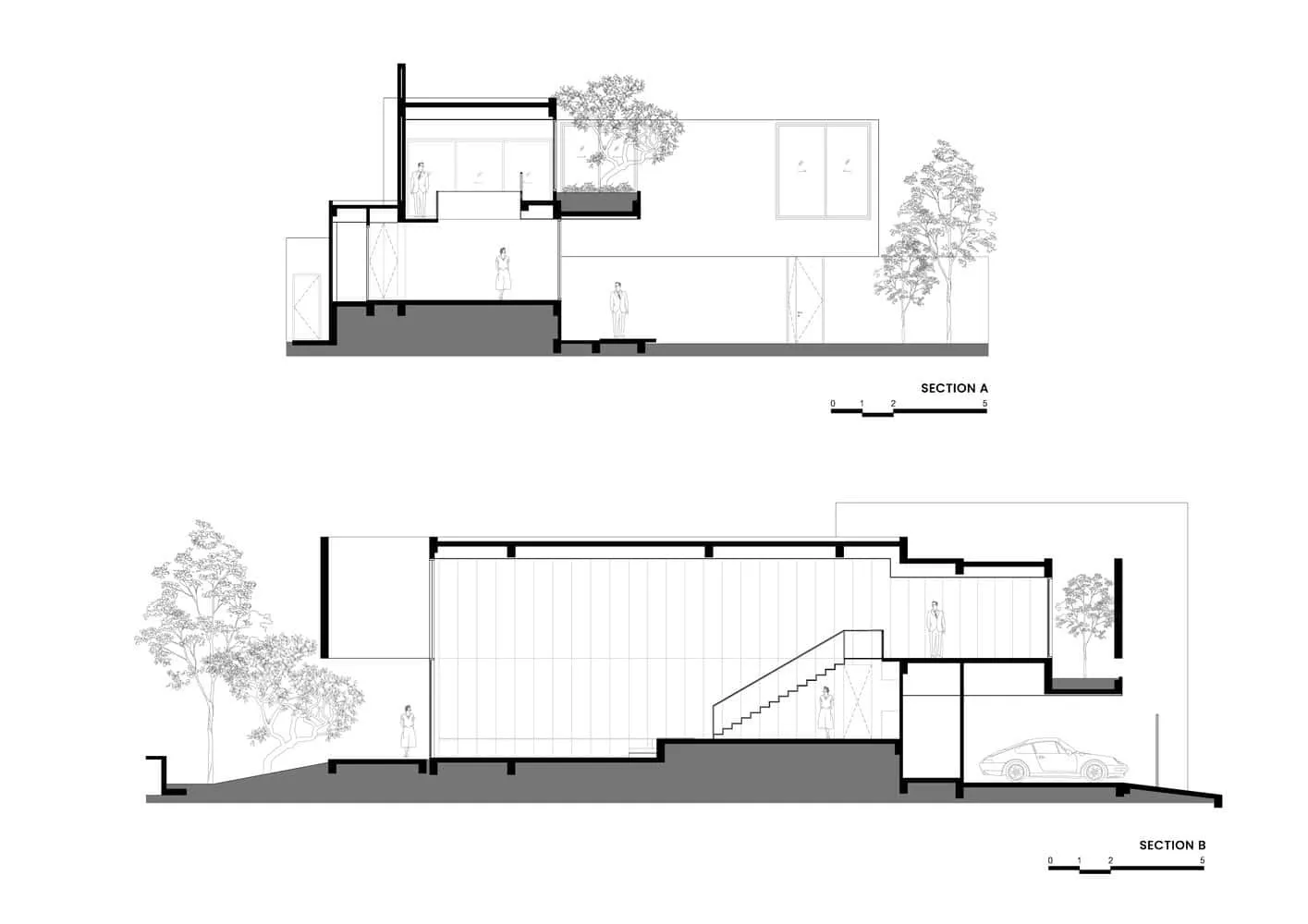 CORE Cluster设计的Lucent House建筑剖面图 泰国帕南地区CORE Cluster设计的Lucent House建筑剖面图