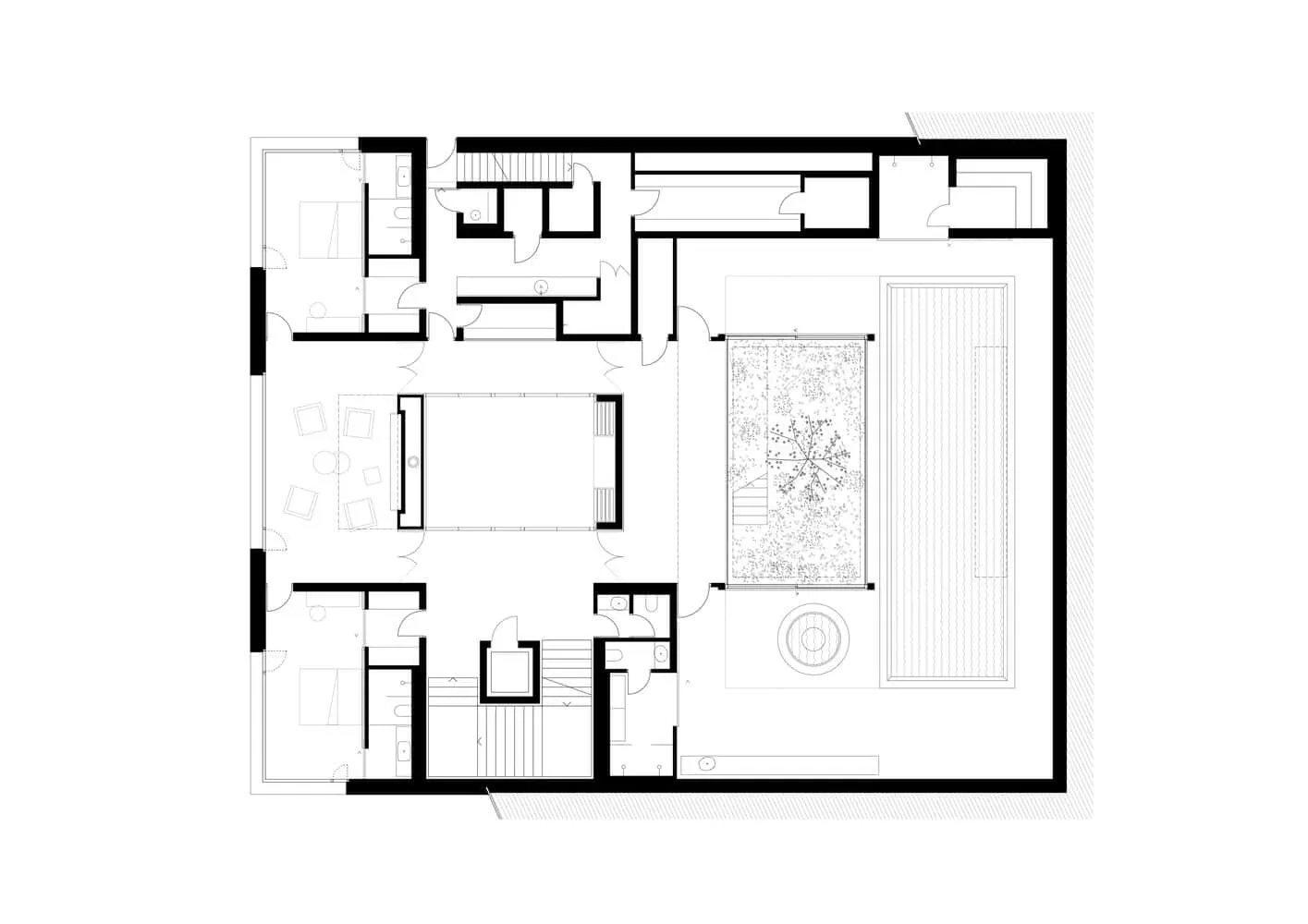 Geschossplan der Villa Vista, Ebene 1, von Znameni Ctyr Architekti Geschossplan der Villa Vista auf Ebene 1 von Znameni Ctyr Architekti in Prag