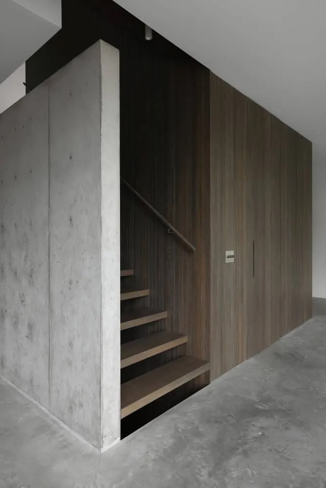 Re-folded House Stair Core Wood Cladding by McLeod Bovell Modern Houses Re-folded House by McLeod Bovell Modern Houses, stair core with wood cladding, Vancouver