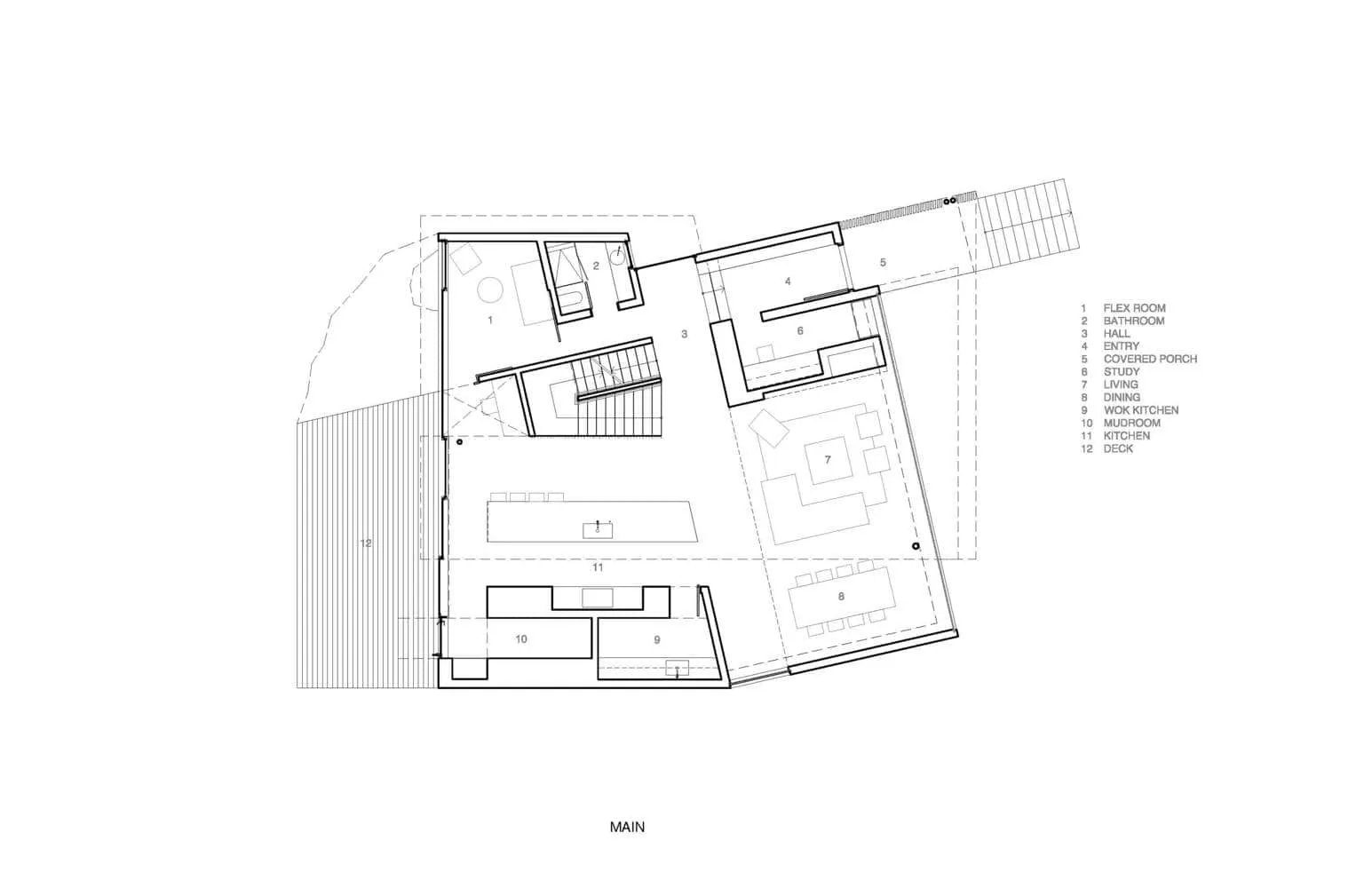 Grundriss des Erdgeschosses der Yield House von Splyce Design Grundriss des Erdgeschosses der Yield House von Splyce Design in Vancouver