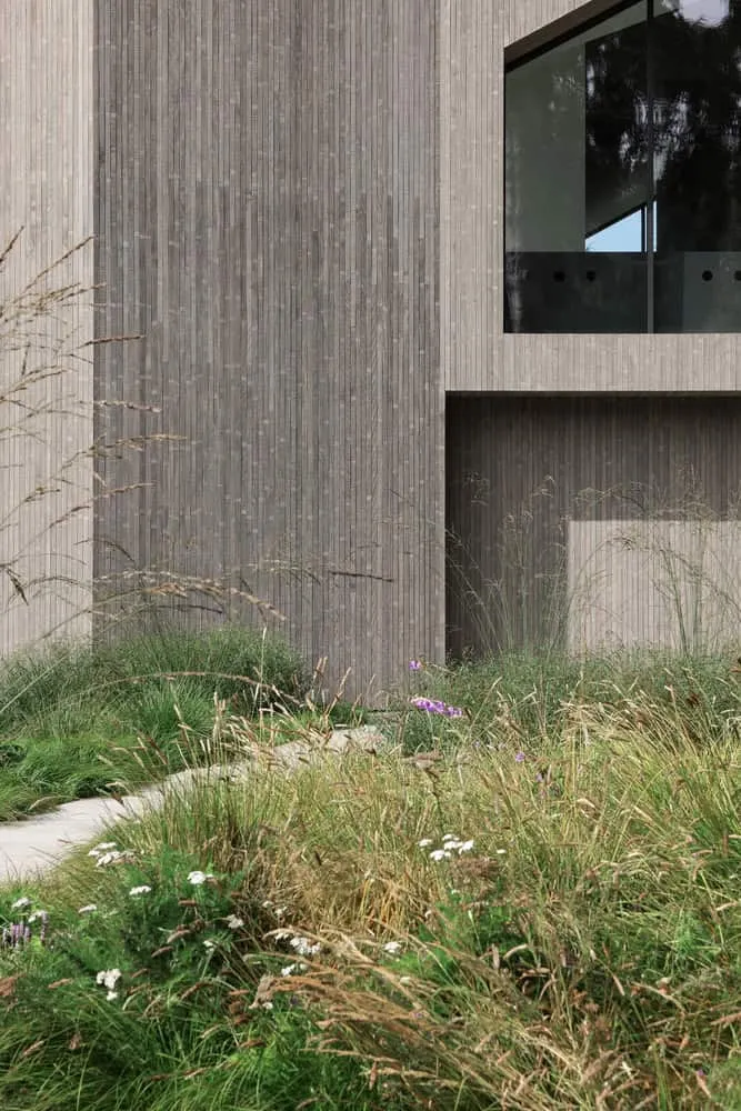 Re-folded House Facade Meadow Path Detail by McLeod Bovell Modern Houses Re-folded House by McLeod Bovell Modern Houses, façade and meadow path detail, Vancouver