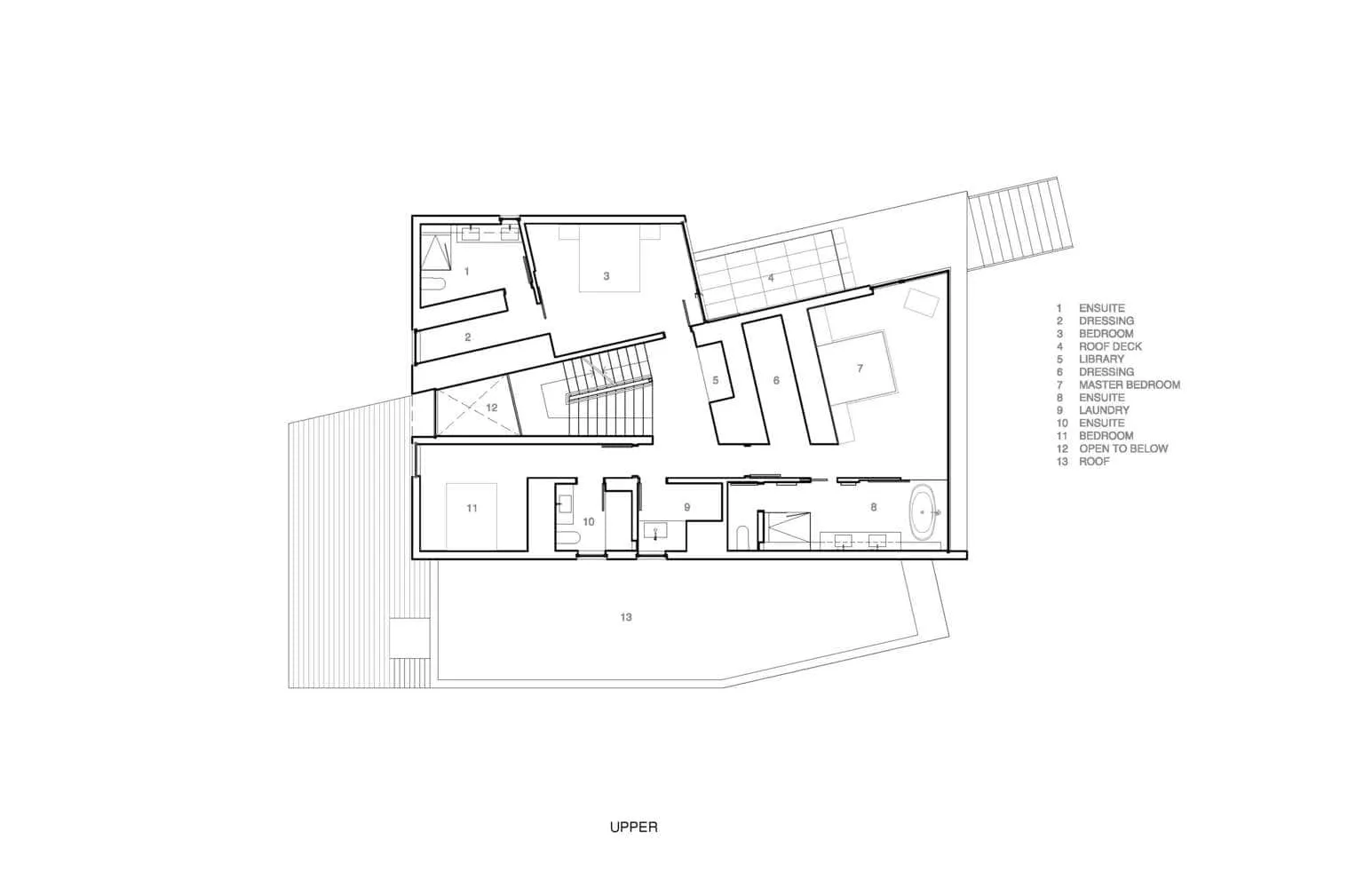 Grundriss des Obergeschosses der Yield House von Splyce Design Grundriss des Obergeschosses der Yield House von Splyce Design in Vancouver