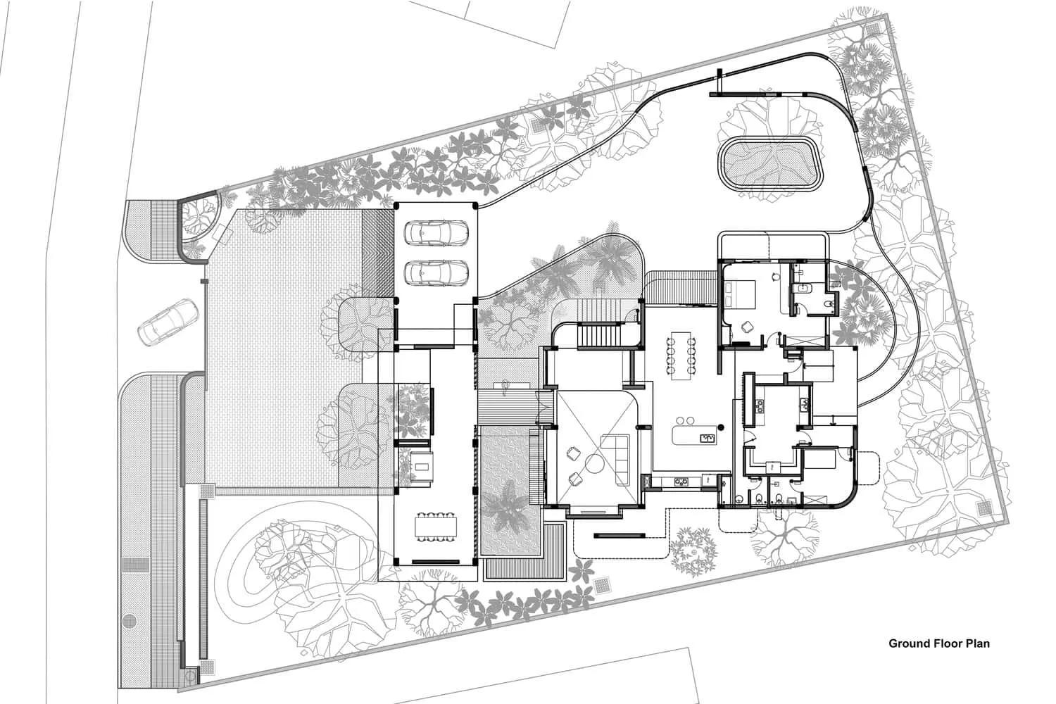 Grundriss des Erdgeschosses des Wat Bo House von UAD Architects Grundriss des Erdgeschosses des Wat Bo House von UAD Architects in Kambodscha