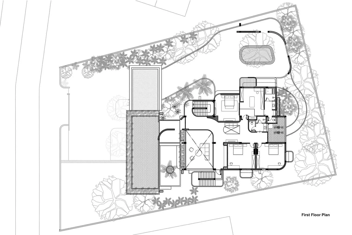 Erster Grundriss des Wat Bo House von UAD Architects Erster Grundriss des Wat Bo House von UAD Architects in Kambodscha