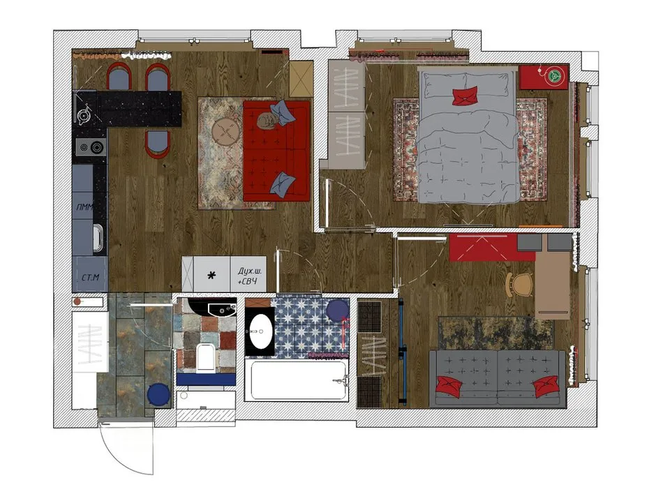 Zdjęcie: w stylu eklektyka, mieszkanie, projekt dnia, Moskwa, 3 pokoje, 40–60 metrów kwadratowych, Swietłana Lasiejewa – zdjęcie na INMYROOM