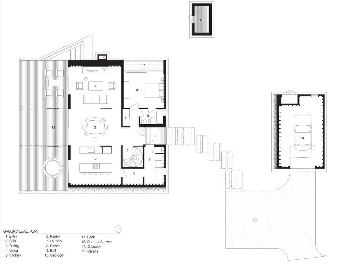 Mohegan Trail Residence का वास्तुशिल्पीय भूतल योजना, रोड आइलैंड