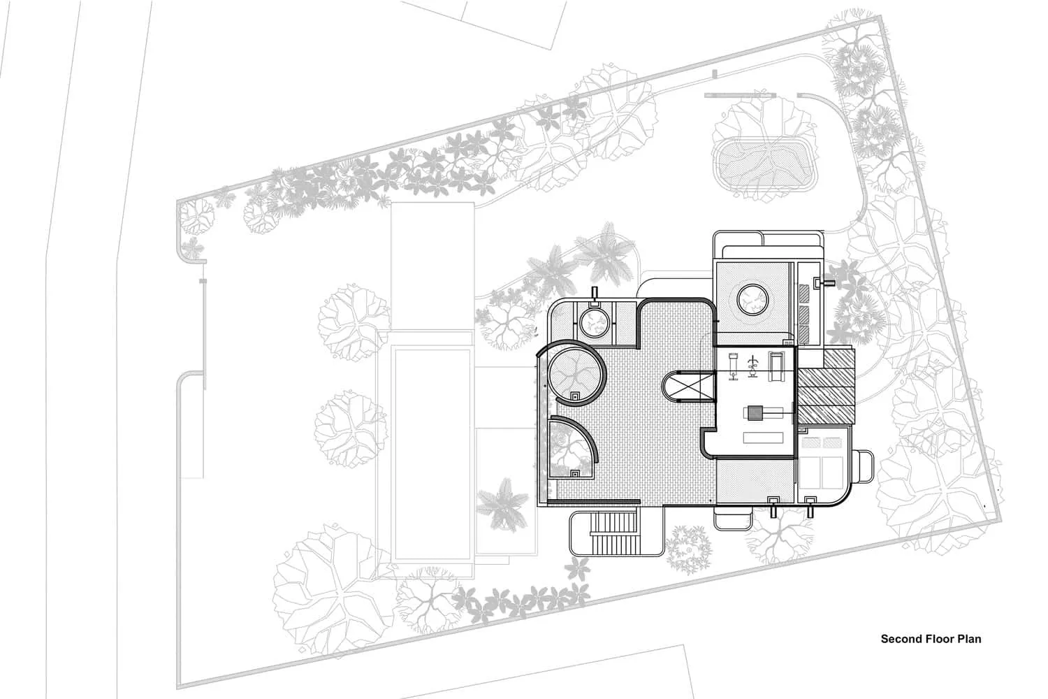 Zweiter Grundriss des Wat Bo House von UAD Architects Zweiter Grundriss des Wat Bo House von UAD Architects in Kambodscha