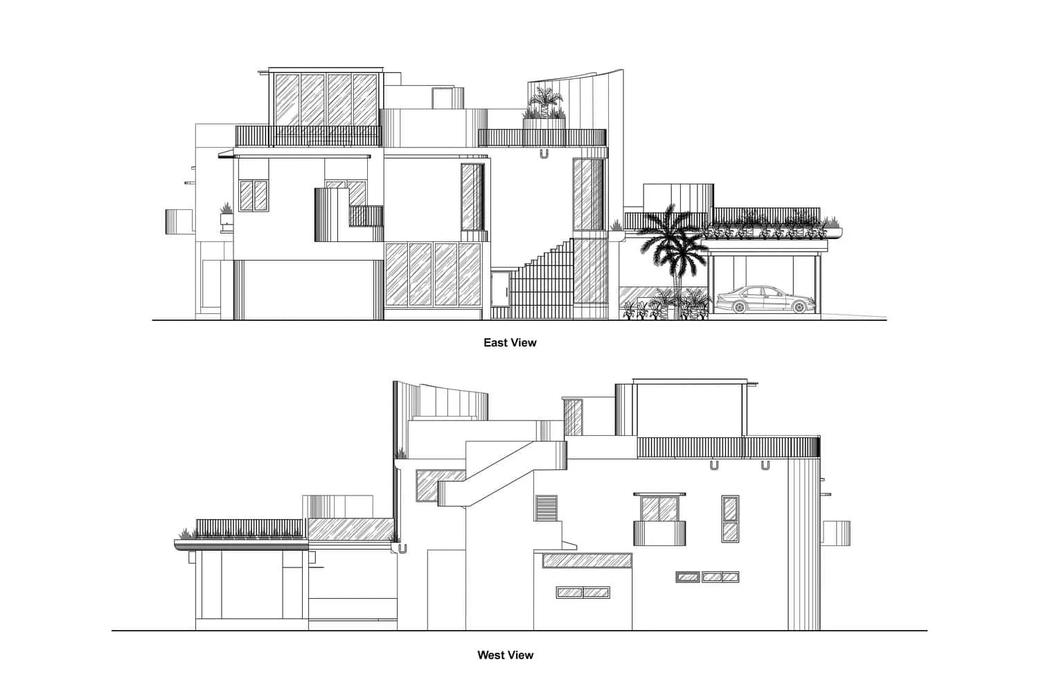 Ostwest-Aussichten des Wat Bo House von UAD Architects Ost- und Westansichten des Wat Bo House von UAD Architects in Kambodscha