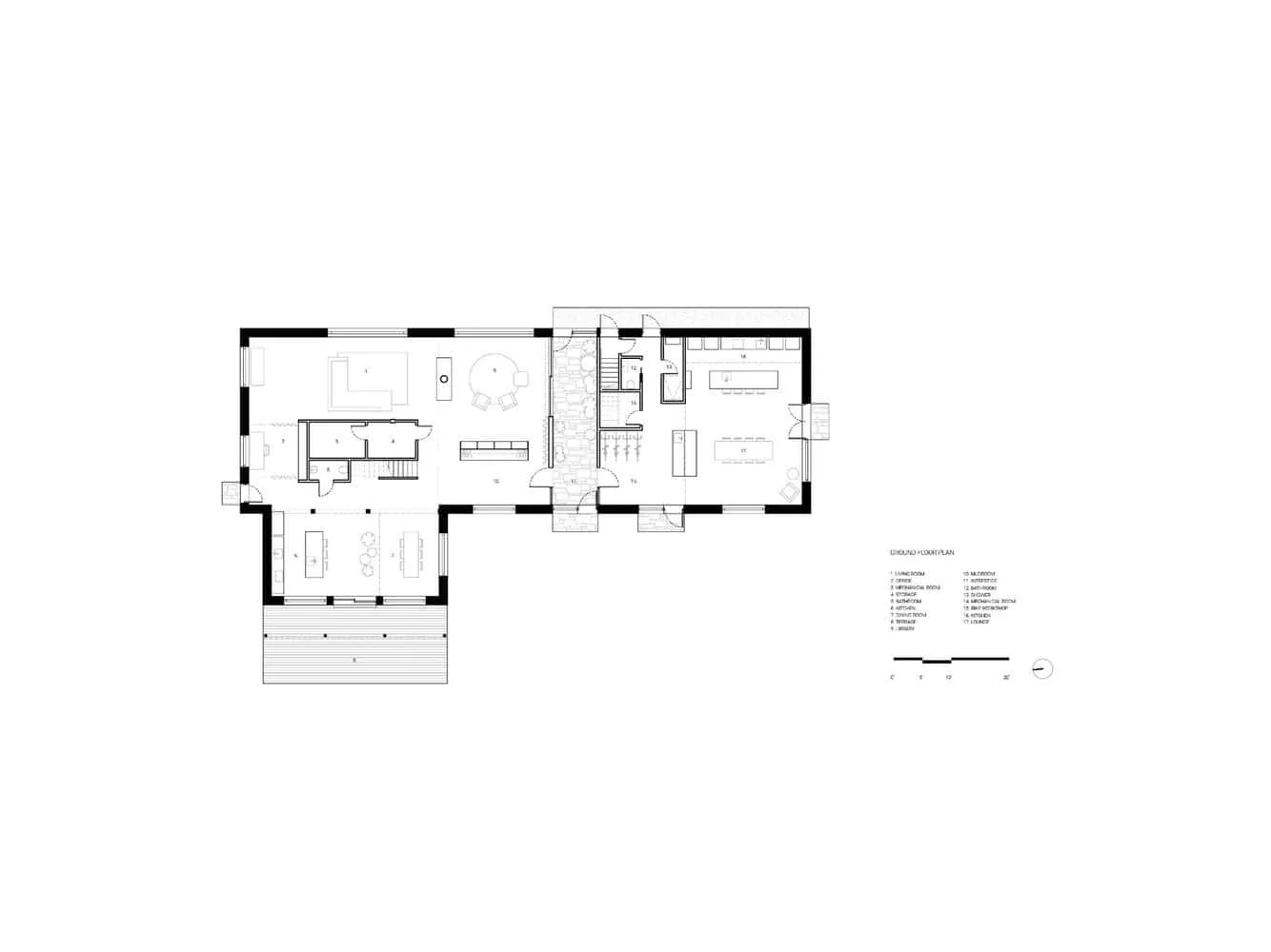 Erster Stockplan von Maison Melba von Atelier L’Abri Erster Stockplan von Maison Melba von Atelier L’Abri in Frelighsburg, Quebec, Kanada