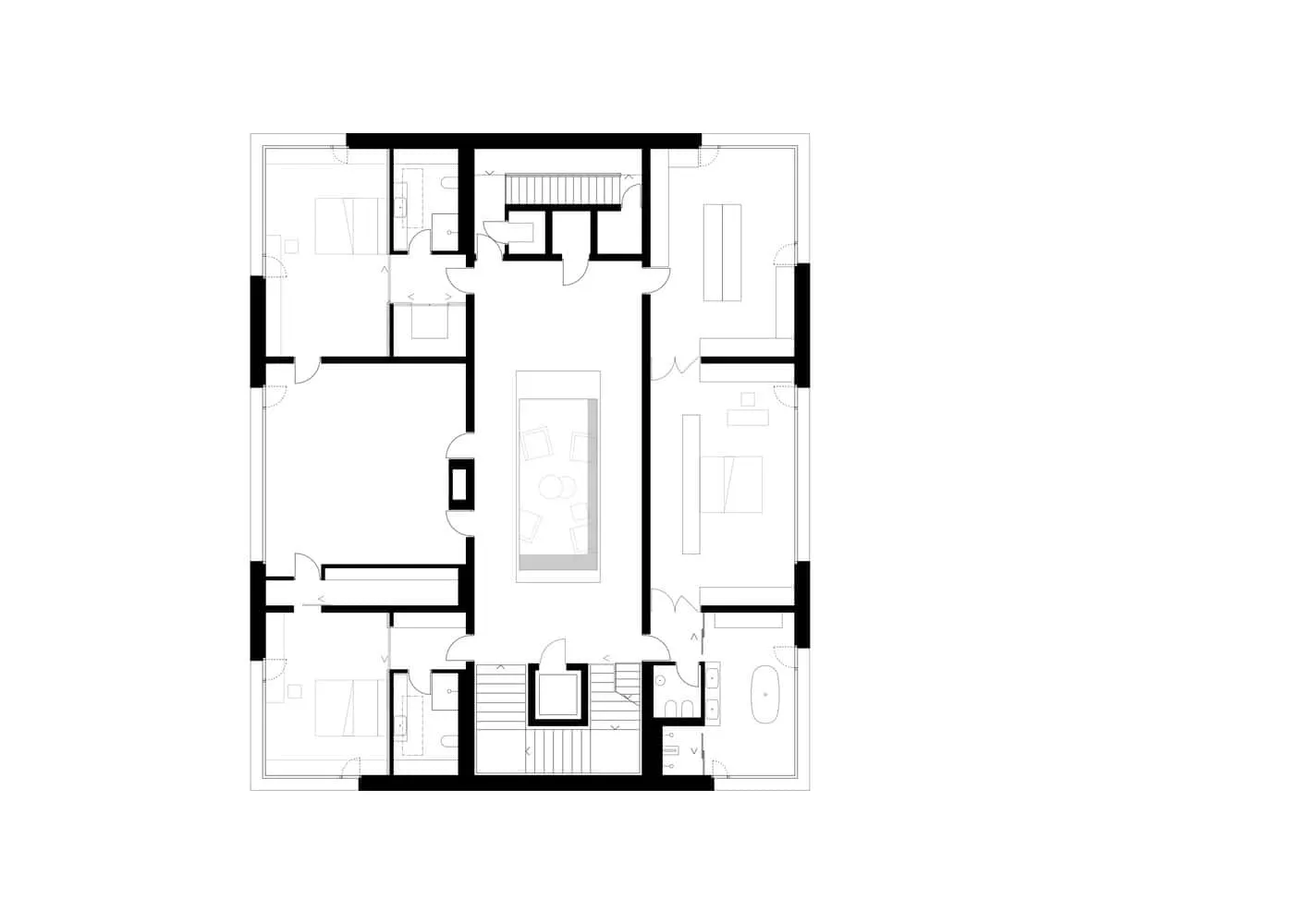 Geschossplan der Villa Vista, Ebene 2, von Znameni Ctyr Architekti Geschossplan der Villa Vista auf Ebene 2 von Znameni Ctyr Architekti in Prag