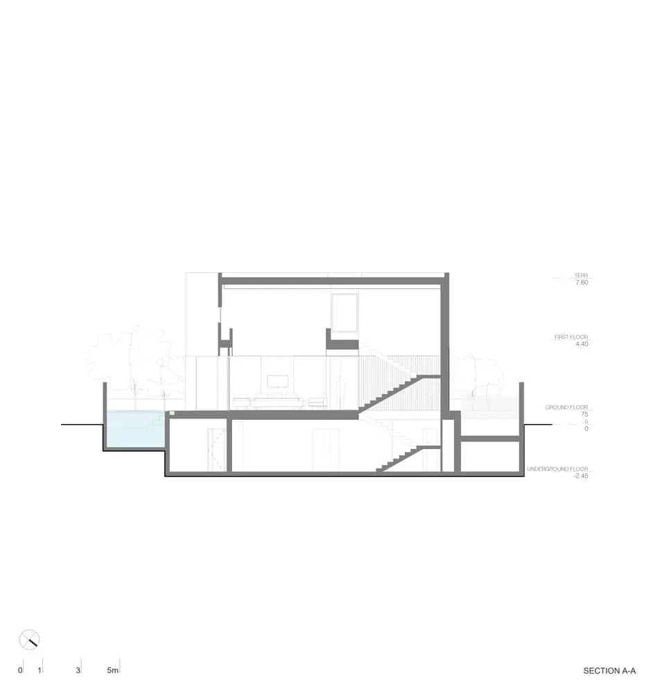 Villa H Querschnitt A-A von ARK Architecture Villa H Querschnitt A-A von ARK Architecture, Tunesien