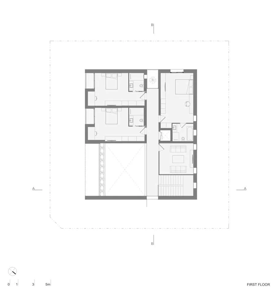 Grundriss des ersten Stocks von Villa H von ARK Architecture Grundriss des ersten Stocks von Villa H von ARK Architecture, Tunesien
