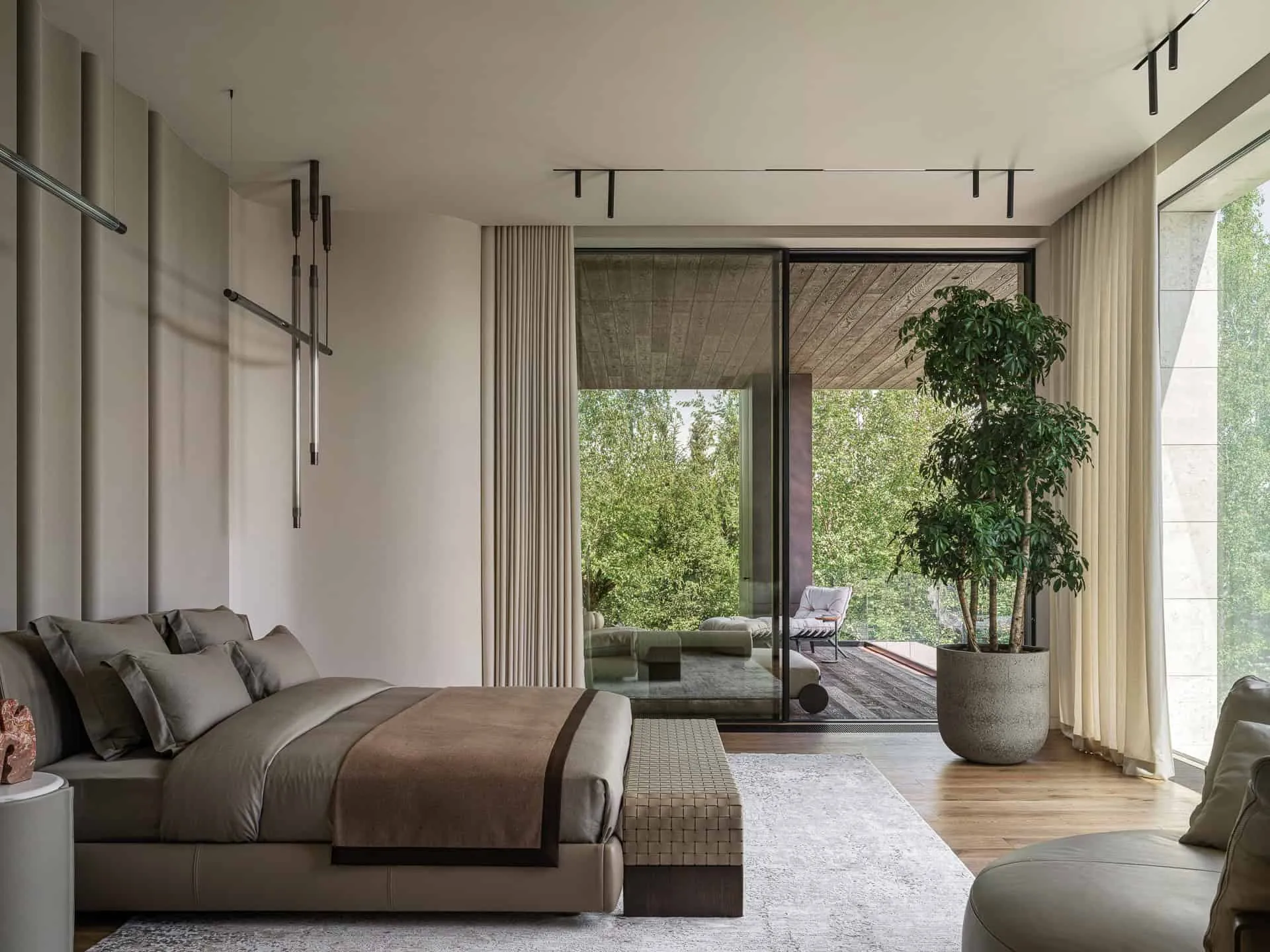 Helle Villa Kyoto – Schlafzimmer mit Balkonblick von Ekaterina Yakovenko Helle Villa Kyoto von Ekaterina Yakovenko – Schlafzimmer mit Balkonblick, Russland