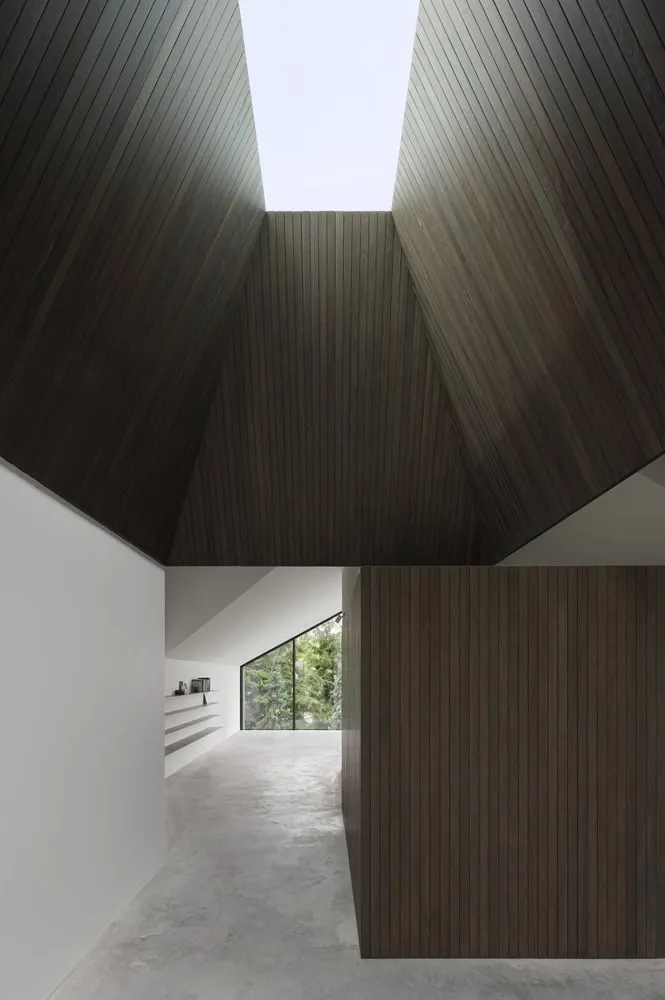 Re-folded House Timber Roof Lantern Hallway by McLeod Bovell Modern Houses Re-folded House by McLeod Bovell Modern Houses, timber roof lantern above hallway, Vancouver