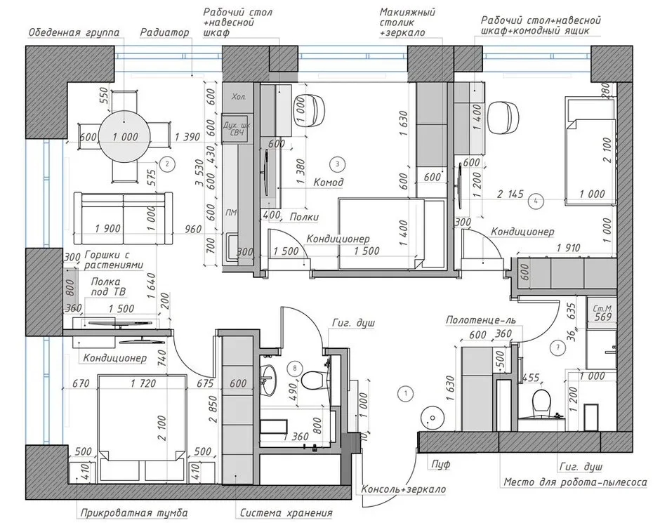 Zdjęcie: w stylu nowoczesnym, mieszkanie, projekt dnia, Moskwa, 3 pokoje, 60–90 metrów kwadratowych, Wiktoria Iwanowa – zdjęcie na INMYROOM