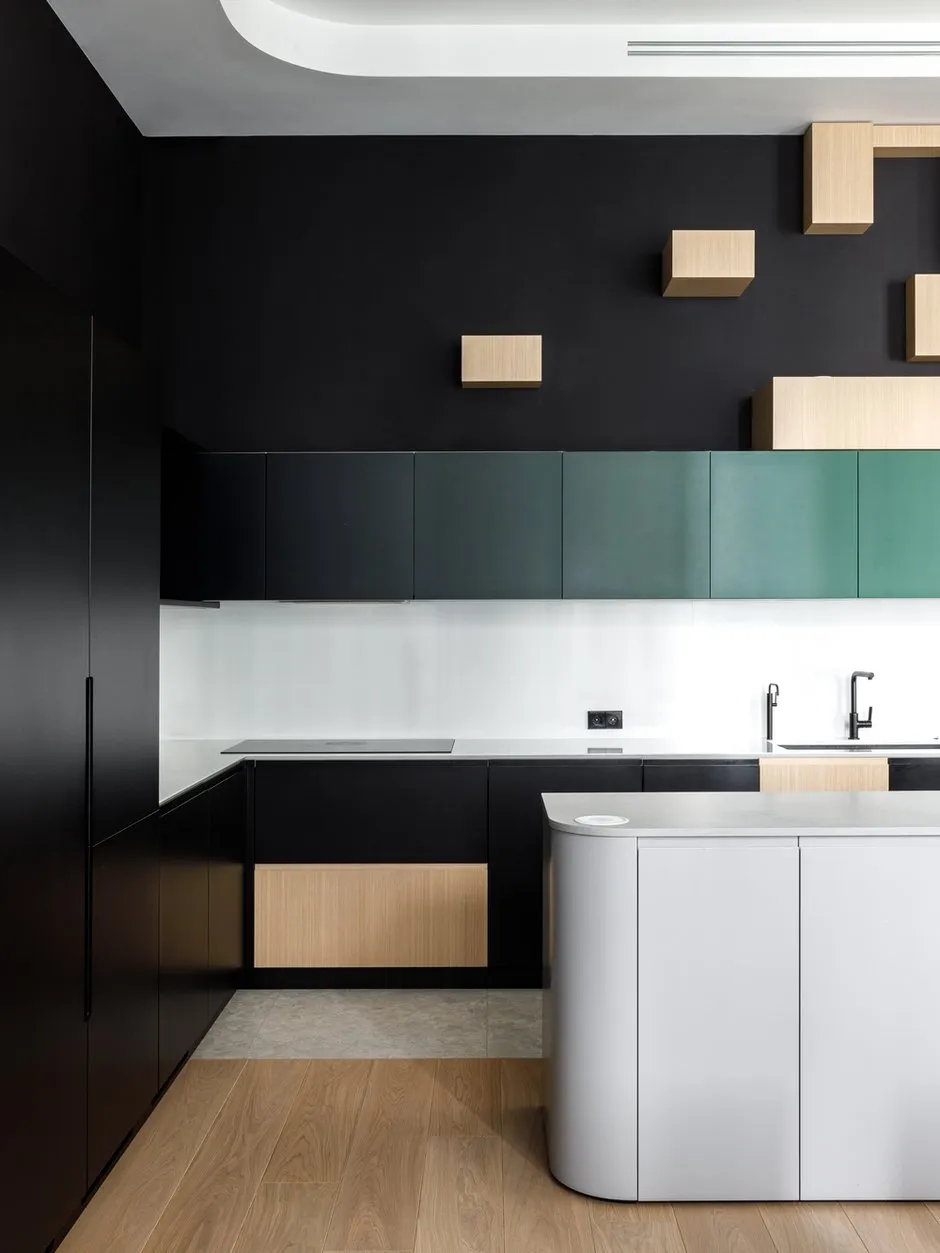 Foto: Küche und Esszimmer im Stil Modern, Minimalismus, Wohnung, Projekt des Tages, Moskau, Rustem Urazmetov, Chamovniki, 4 und mehr, Mehr als 90 Quadratmeter – Foto auf INMYROOM