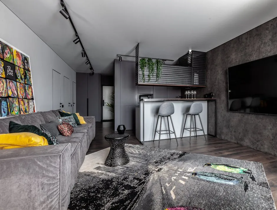 Foto: Wohnzimmer im Loft-Stil, Modern, Projekt des Tages, Liana Akopyan, Nowosibirsk, 2 Zimmer, 60–90 Quadratmeter, Wohnung – Foto auf INMYROOM