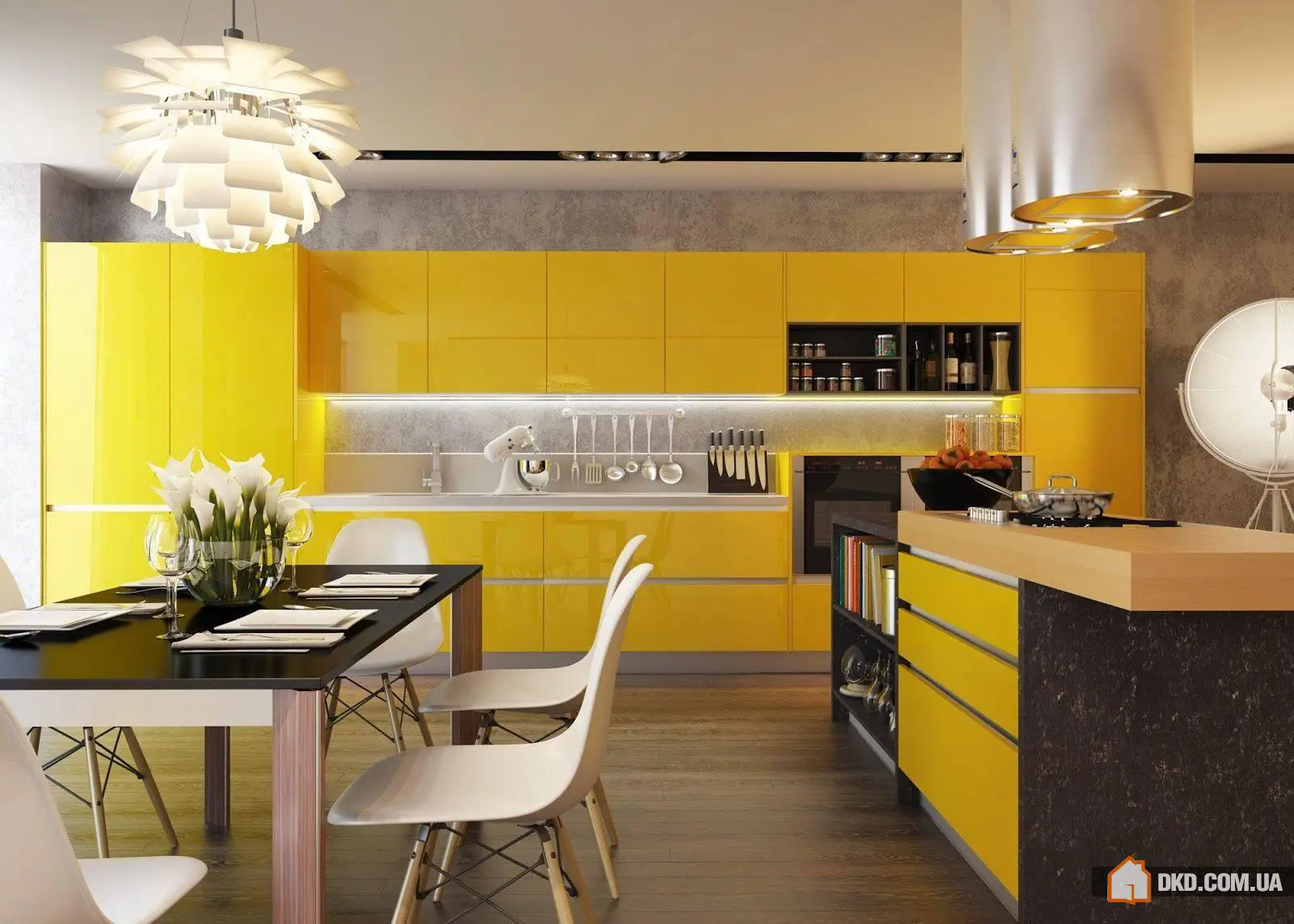 Impresionante diseño de cocina amarilla - 3