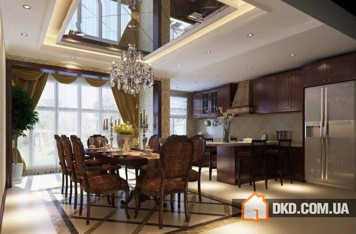 Впечатлящий дизайн потолков в кухне