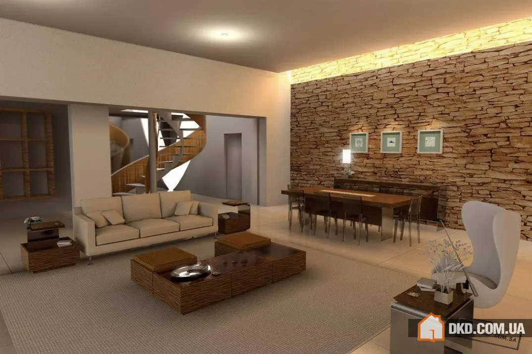 Ідеї дизайну гостьової з каменним оформленням - Gallery image 3