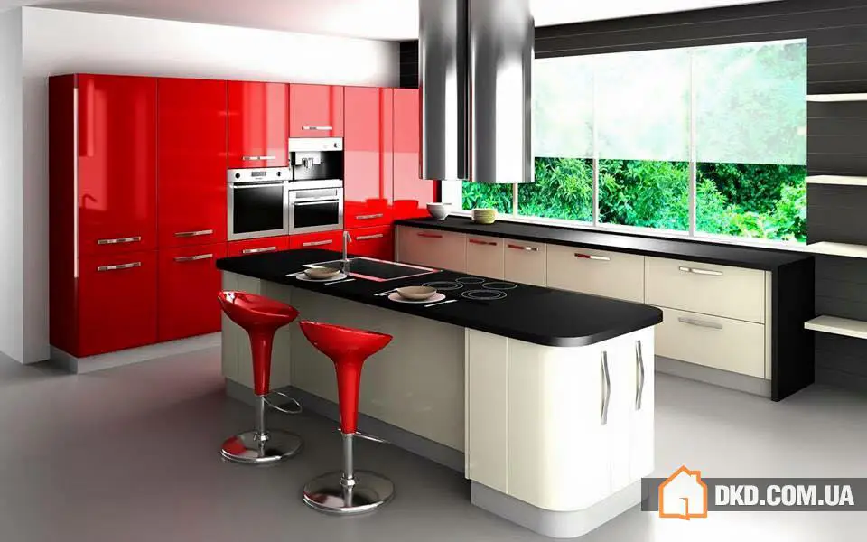 Sistema de cocina roja moderno - 1