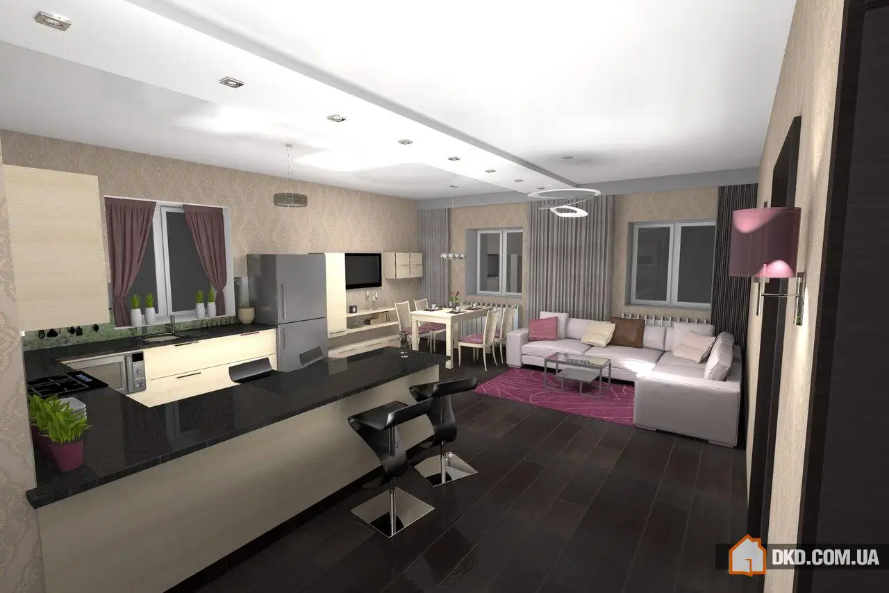 Design einer geräumigen Studio in einem Ferienhaus. Designerin Akimowa Anastasia - 3