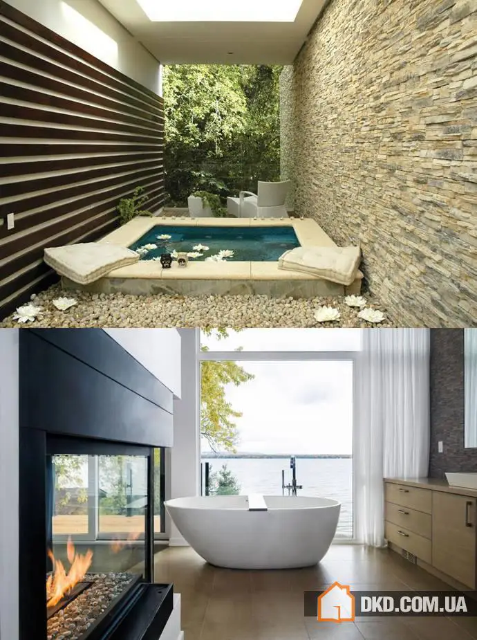 Exemples de luxe et d'élégance : salles de bain avec poêle - 4