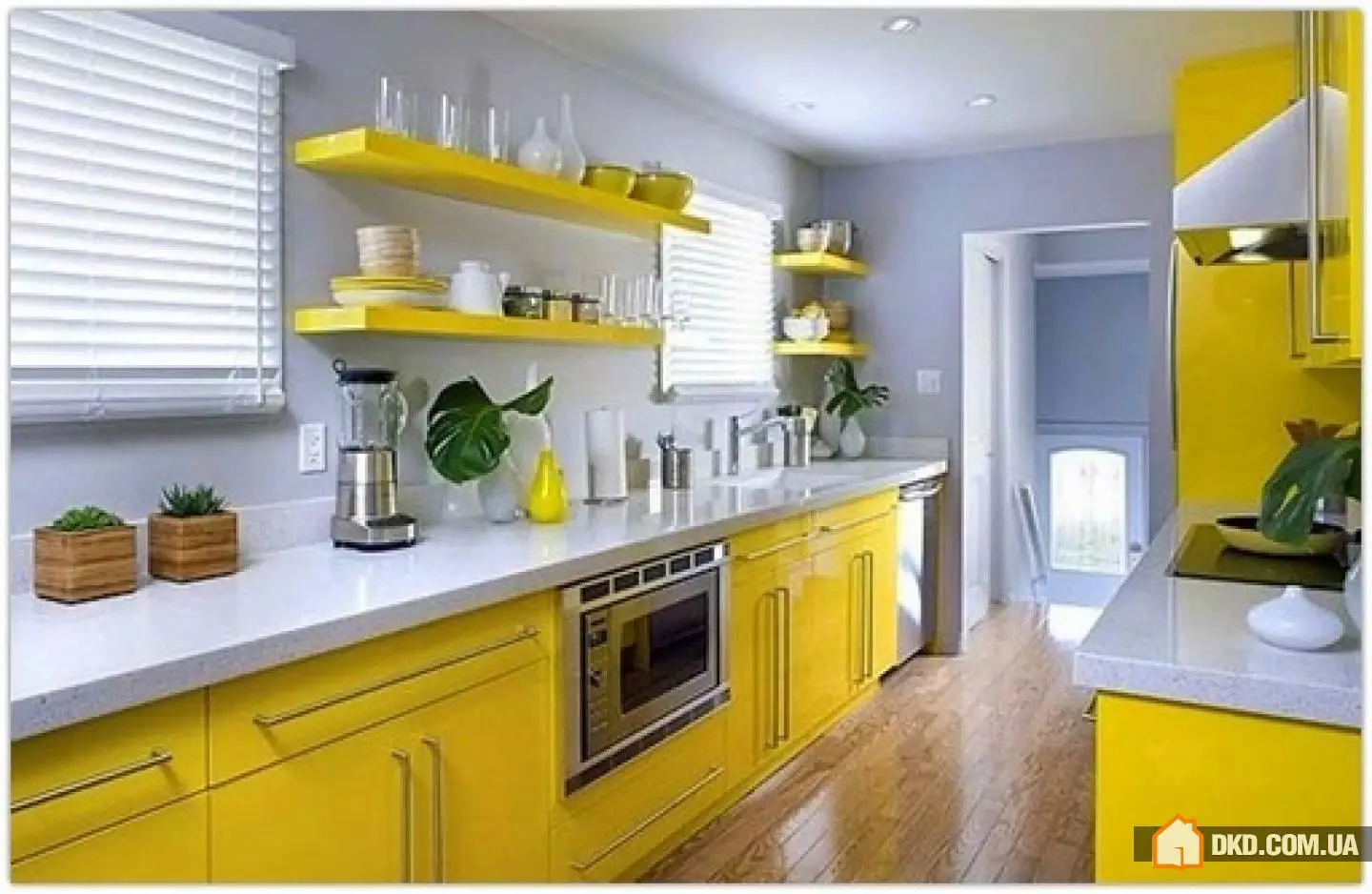 Impresionante diseño de cocina amarilla - 1