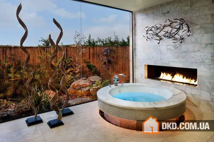 Exemples de luxe et d'élégance : salles de bain avec poêle - 10