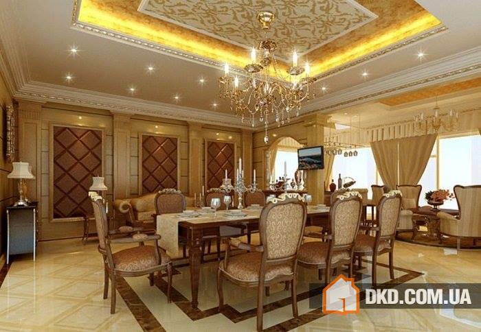 Впечатлящий дизайн потолков в кухне