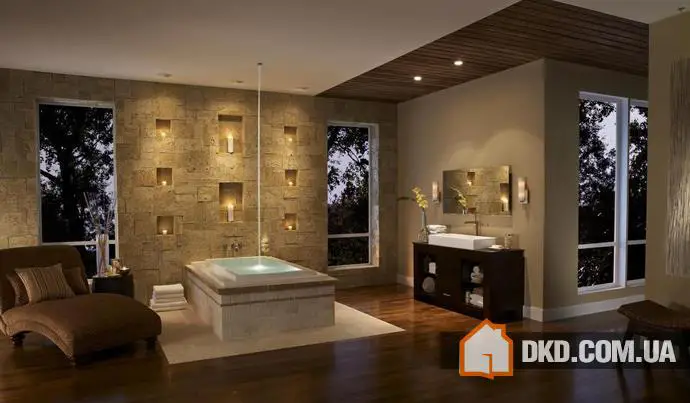 Exemples de luxe et d'élégance : salles de bain avec poêle - 1