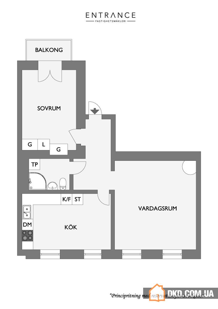 Монохромная шведская квартира (57 кв. м)