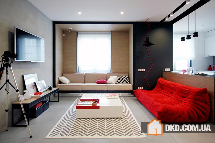 Квартира с красными акцентами в Киеве (56 кв. м)