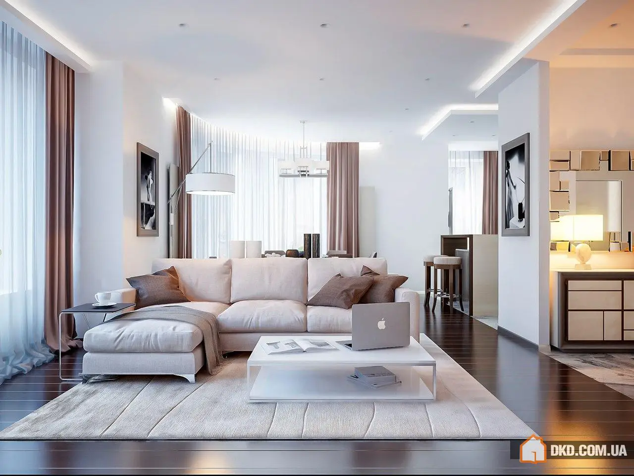 Sala de estar elegante con chimenea ecológica en estilo contemporáneo de la Studio de Vivienda de Lujo de Alexander Akimenkov - Gallery image 1